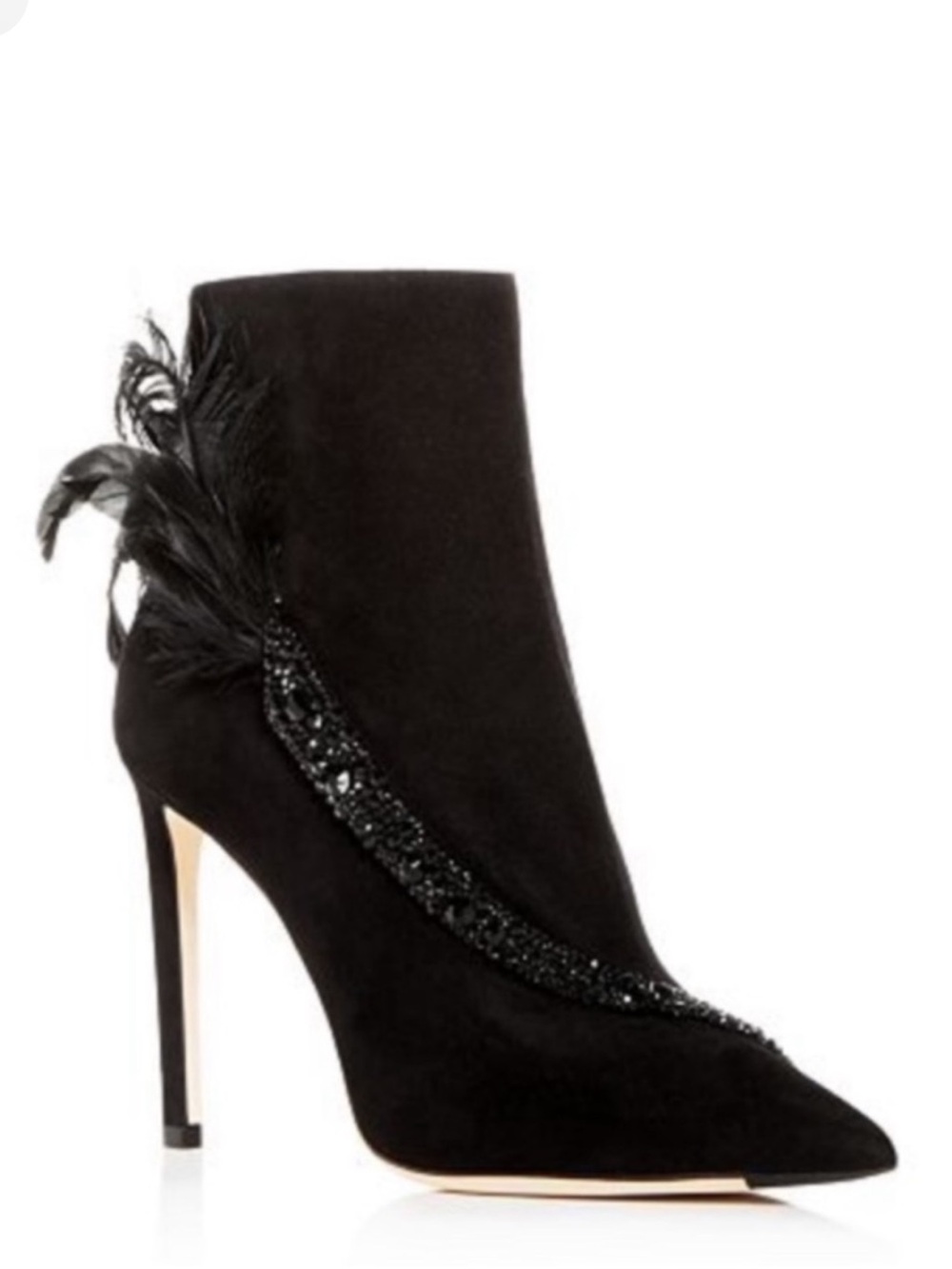 JIMMY CHOO Tanya Crystal & Feather Embellished Bootie